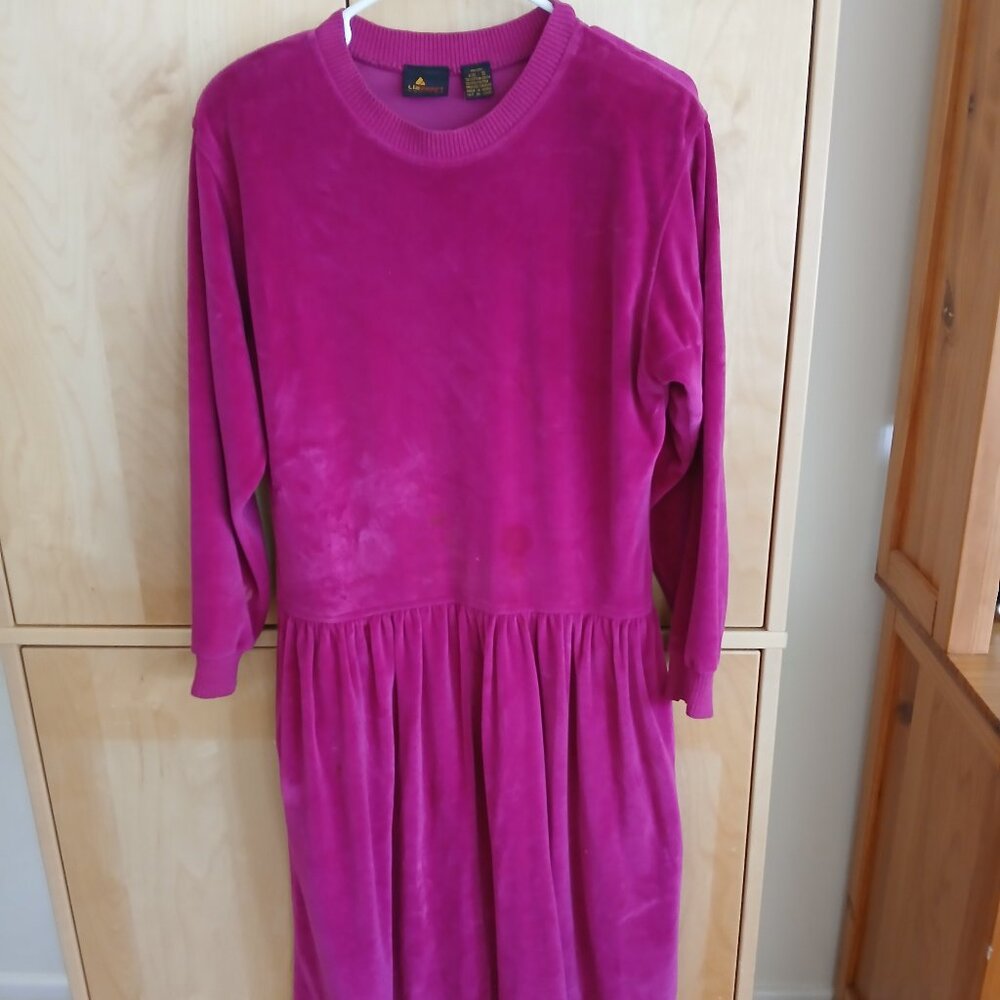 Liz Sport Velvety long sleeve Dress with pocket Size Small